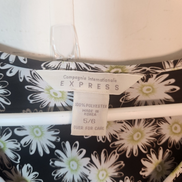 Vintage 90s Express International Maxi Dress Daisy Black Mesh Size 5/6 - Picture 3 of 16